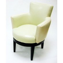 Cream Leather Swivel Club Chair