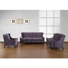 Barrister Sofa Gray Velvet/Black Piping